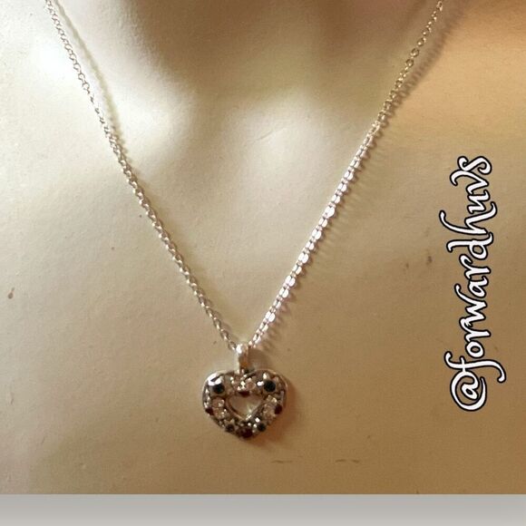 Bundle Sale 3 for $15 | Silver-Tone Rhinestone Heart Necklace - Picture 5 of 9